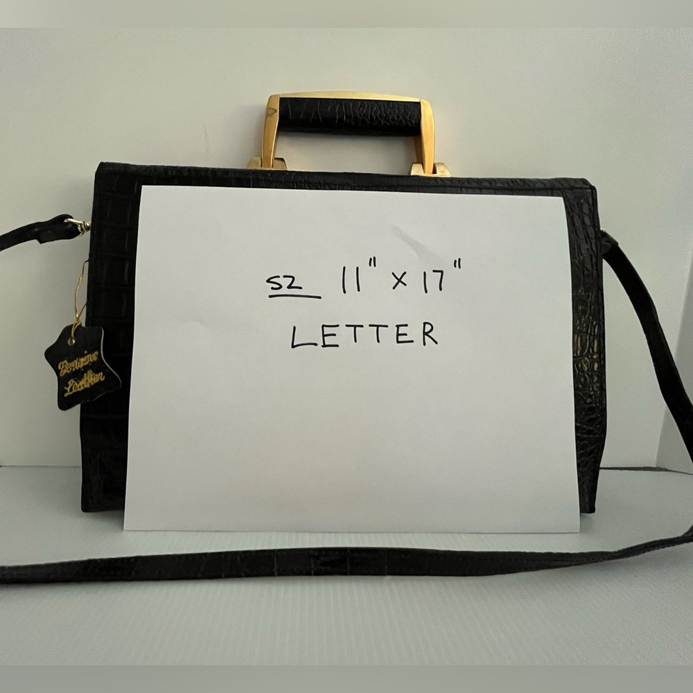 Vintage Genuine Reptile Embossed Patent Leather Small Briefcase/Shoulder Bag - Picture 5 of 16